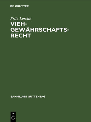 cover image of Viehgewährschaftsrecht